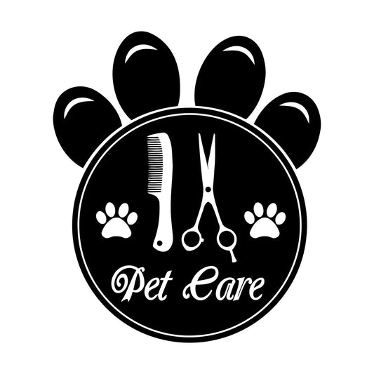 Mural And Wall Vinyl Decal Pet Care Home Animals Paw Prints Comb Scissors Tattoo Culture