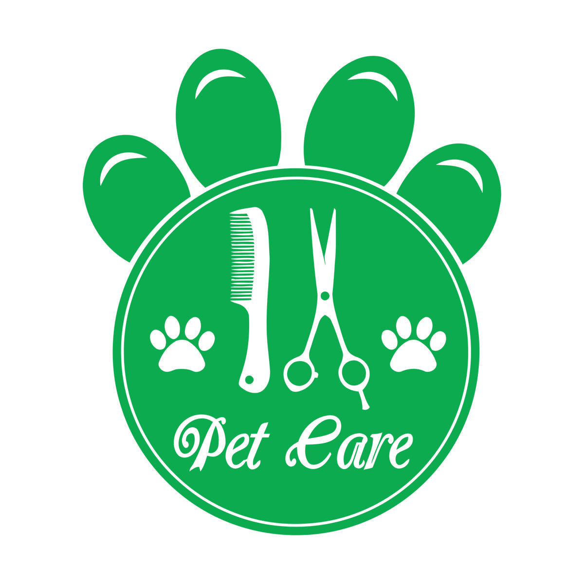 Mural And Wall Vinyl Decal Pet Care Home Animals Paw Prints Comb Scissors Tattoo Culture