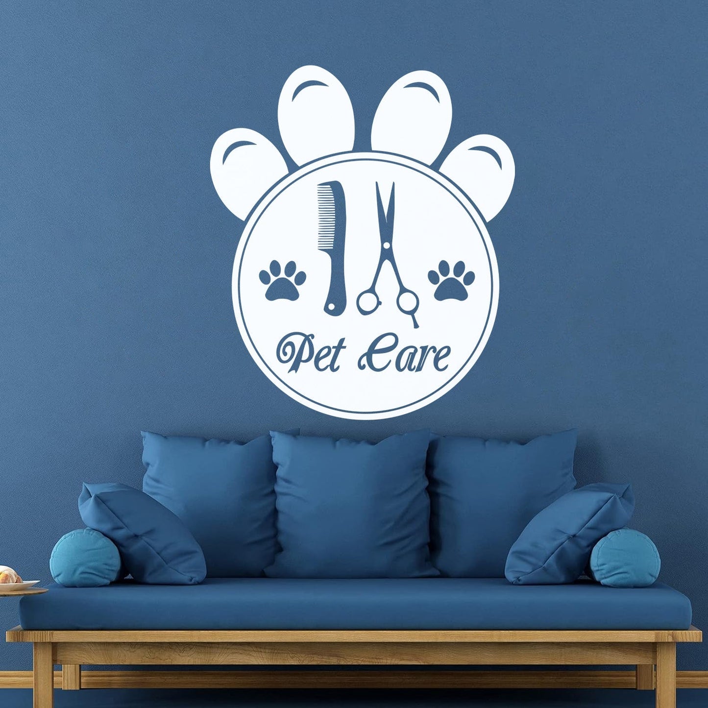 Mural And Wall Vinyl Decal Pet Care Home Animals Paw Prints Comb Scissors Tattoo Culture