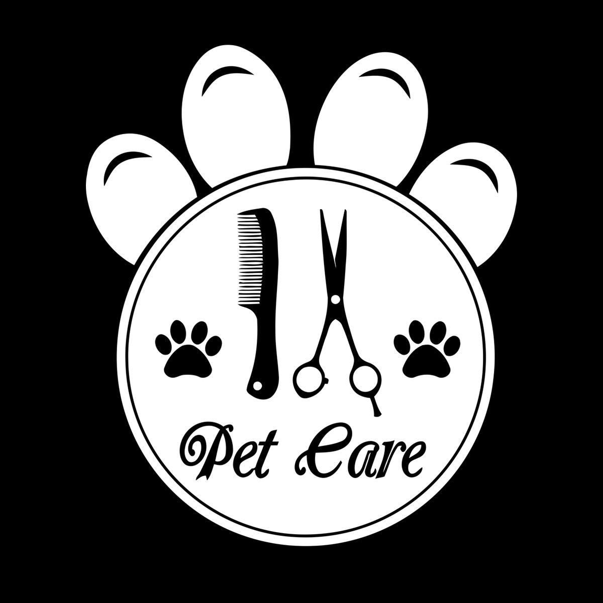 Mural And Wall Vinyl Decal Pet Care Home Animals Paw Prints Comb Scissors Tattoo Culture