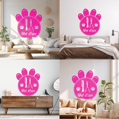 Mural And Wall Vinyl Decal Pet Care Home Animals Paw Prints Comb Scissors Tattoo Culture
