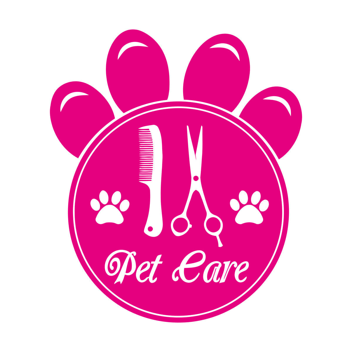 Mural And Wall Vinyl Decal Pet Care Home Animals Paw Prints Comb Scissors Tattoo Culture