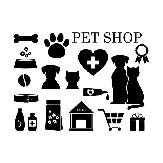 Lettering Decals Pet Shop Icons Veterinary Home Animals Care Equipped With Transfer Film Kit