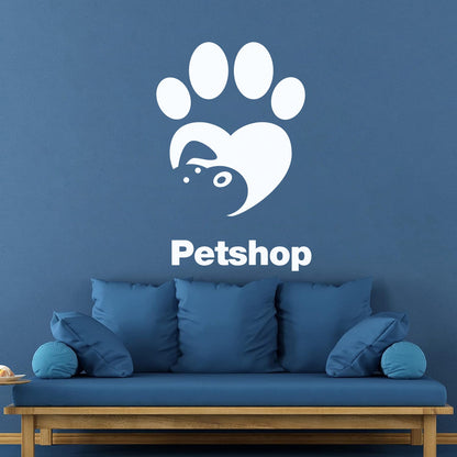 Lettering Stickers Pet Shop Love Cute Animals Paw Print Art Mural Painting