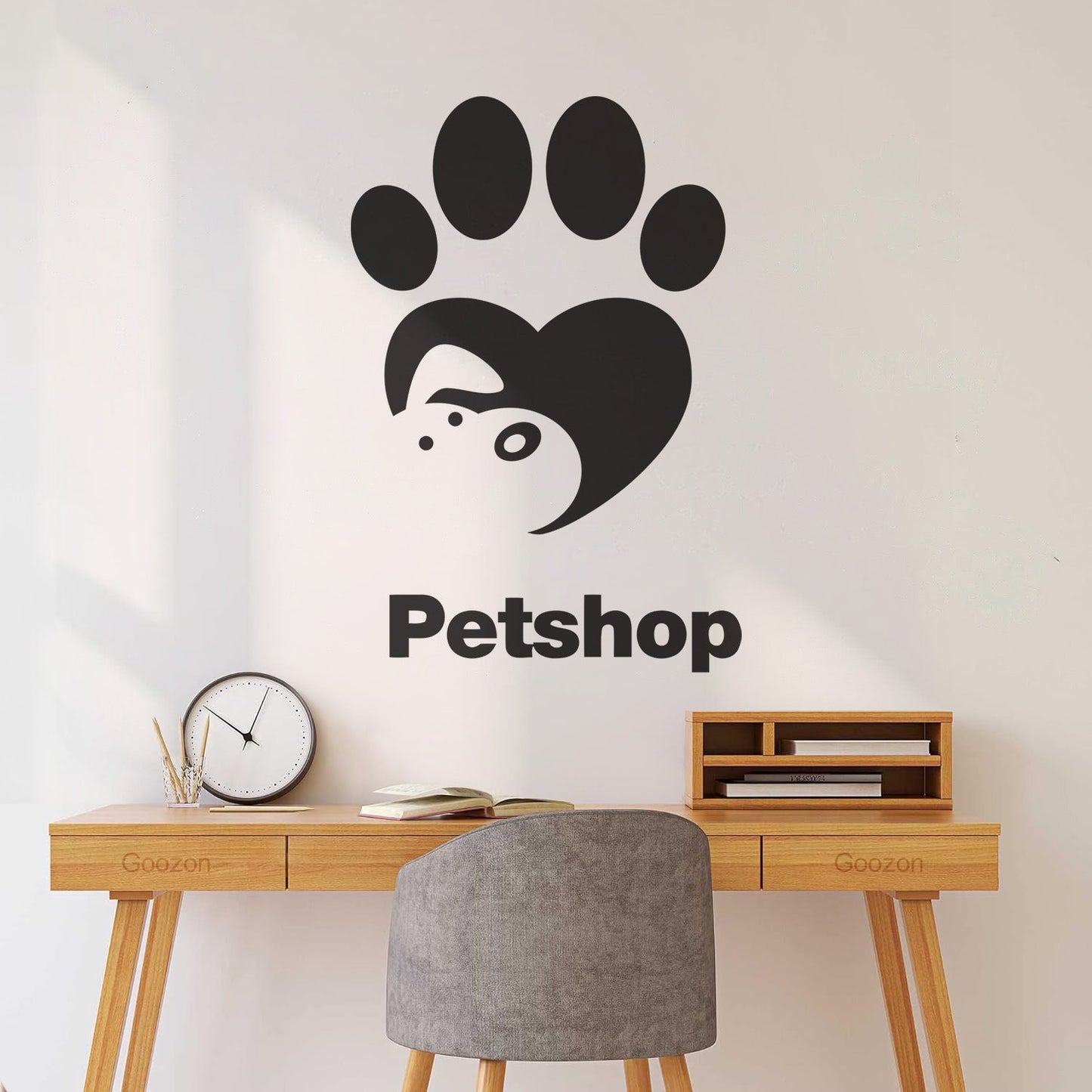 Lettering Stickers Pet Shop Love Cute Animals Paw Print Art Mural Painting