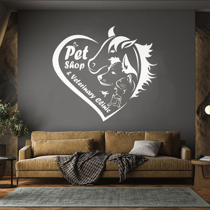 Engraving Decals Pet Shop Veterinary Clinic Logo Animal Care Heart Can Modify And Add Information