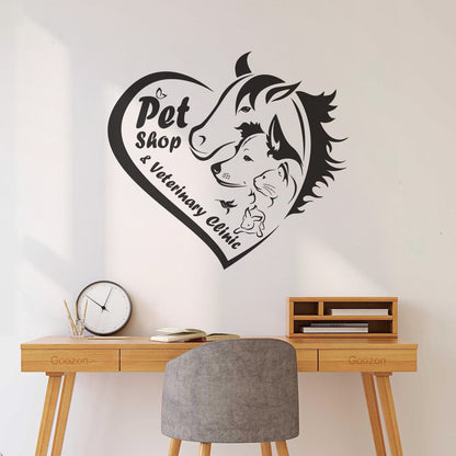 Engraving Decals Pet Shop Veterinary Clinic Logo Animal Care Heart Can Modify And Add Information