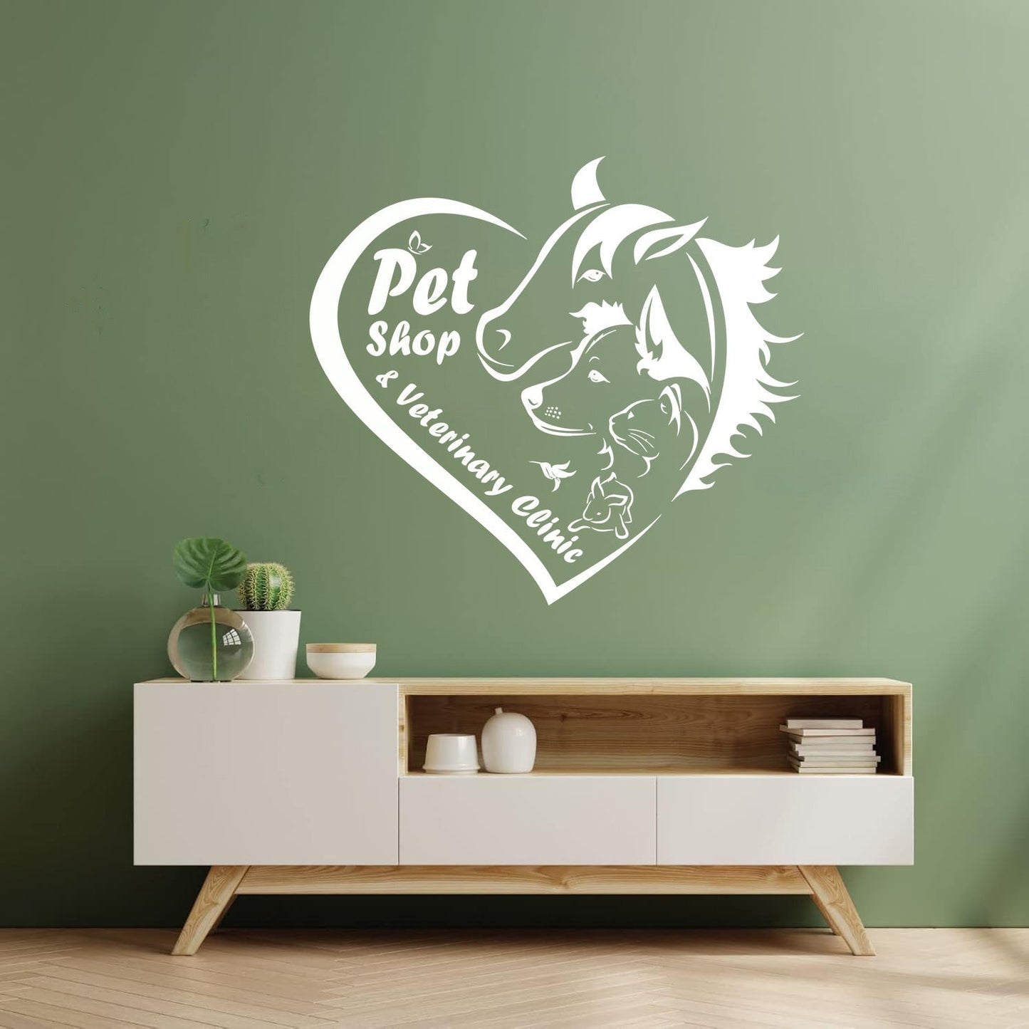 Engraving Decals Pet Shop Veterinary Clinic Logo Animal Care Heart Can Modify And Add Information
