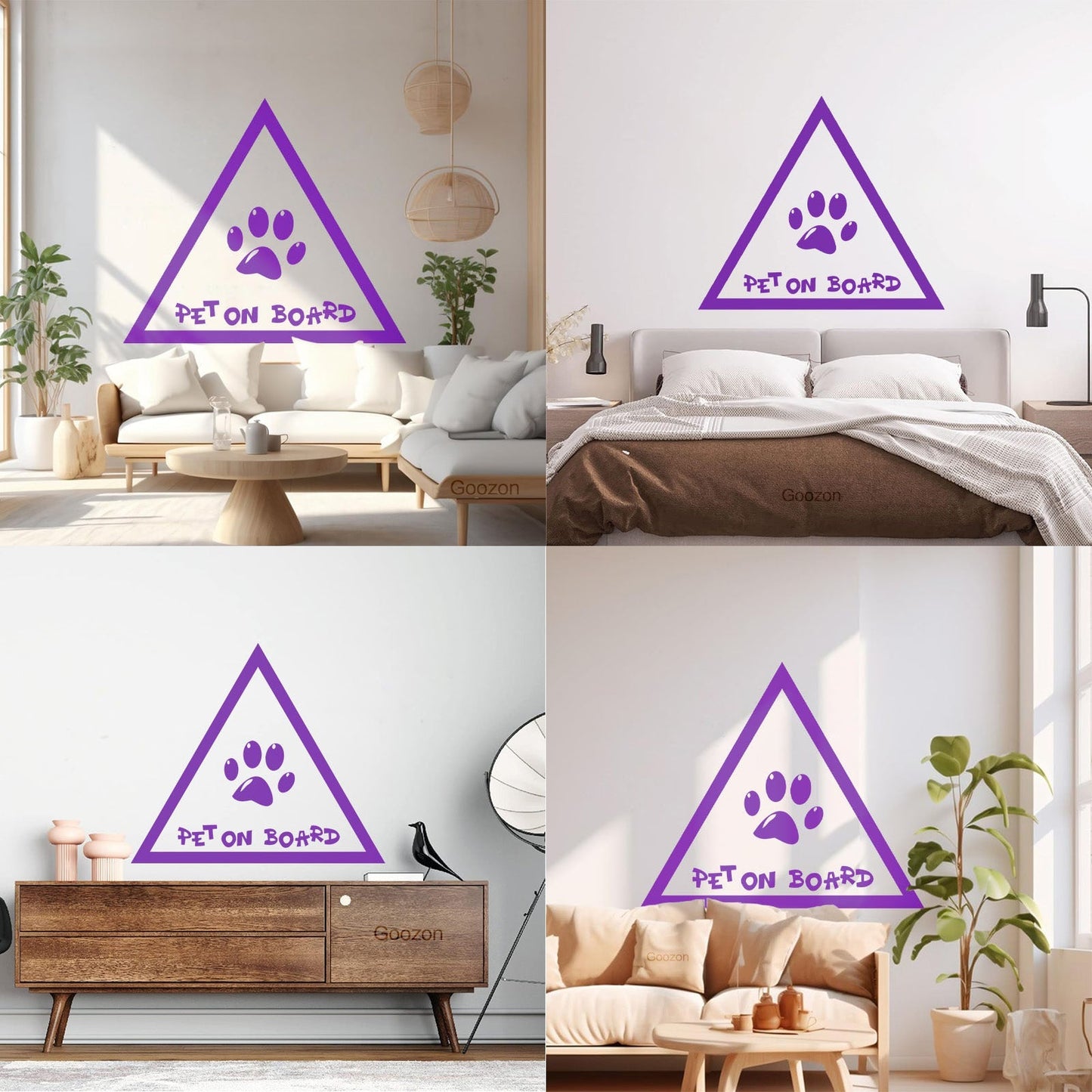 Wall Decals Pvc Phrase Pet On Board Paw Print Home Animals Do Not Damage The Wall Surface