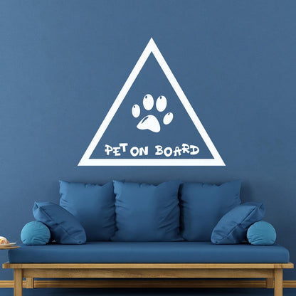 Wall Decals Pvc Phrase Pet On Board Paw Print Home Animals Do Not Damage The Wall Surface