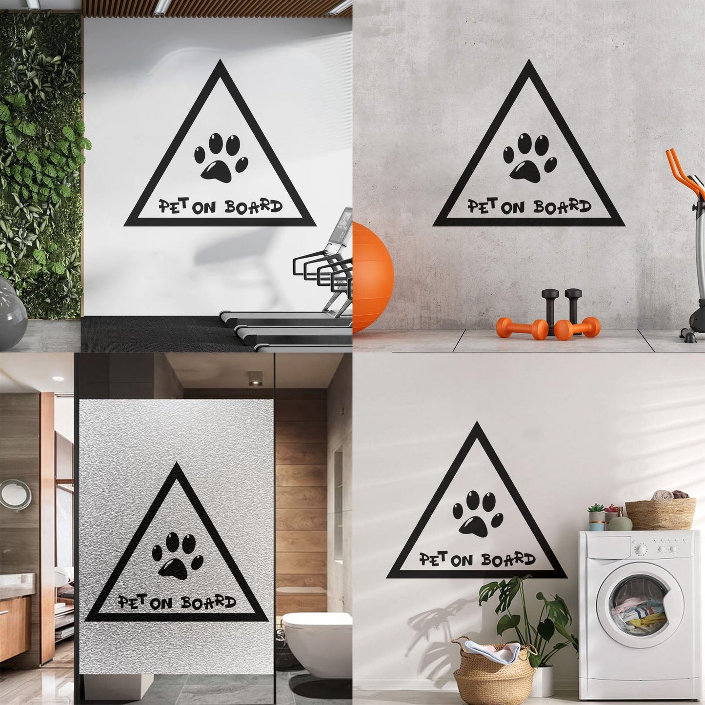 Wall Decals Pvc Phrase Pet On Board Paw Print Home Animals Do Not Damage The Wall Surface