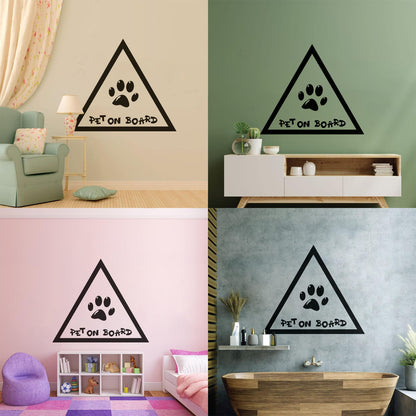 Wall Decals Pvc Phrase Pet On Board Paw Print Home Animals Do Not Damage The Wall Surface