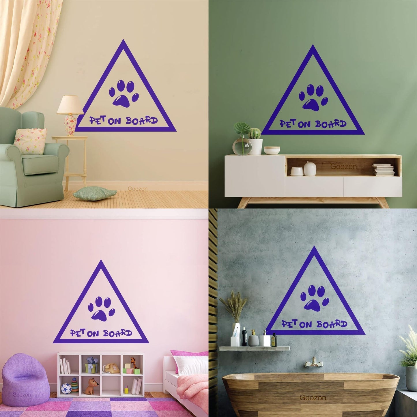 Wall Decals Pvc Phrase Pet On Board Paw Print Home Animals Do Not Damage The Wall Surface