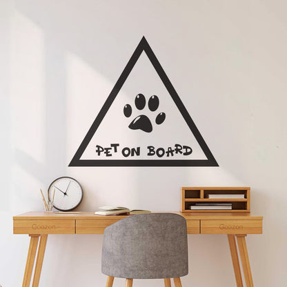 Wall Decals Pvc Phrase Pet On Board Paw Print Home Animals Do Not Damage The Wall Surface