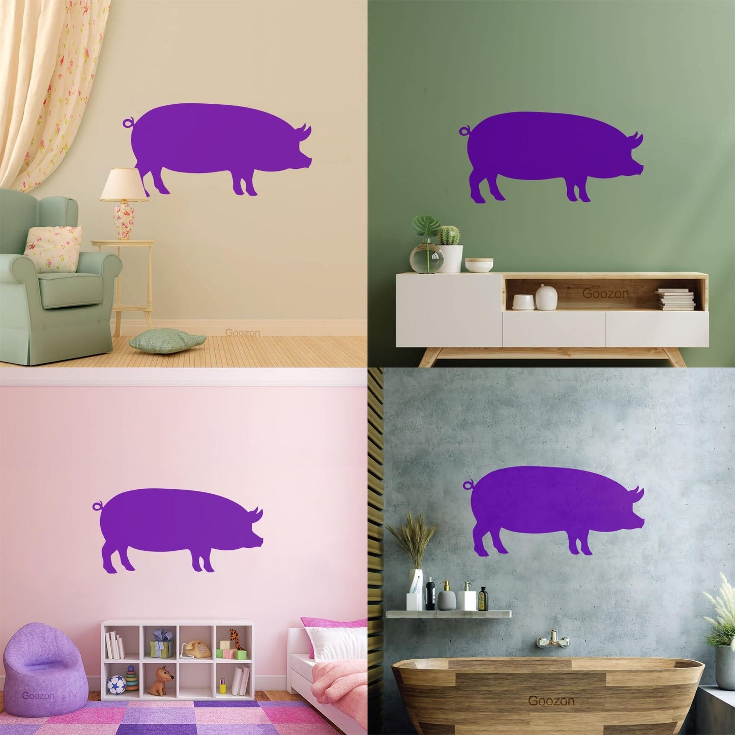 Lettering Stickers Pig Butcher Shop Piggy Animal Farm Wild Boar Multi Color Selection