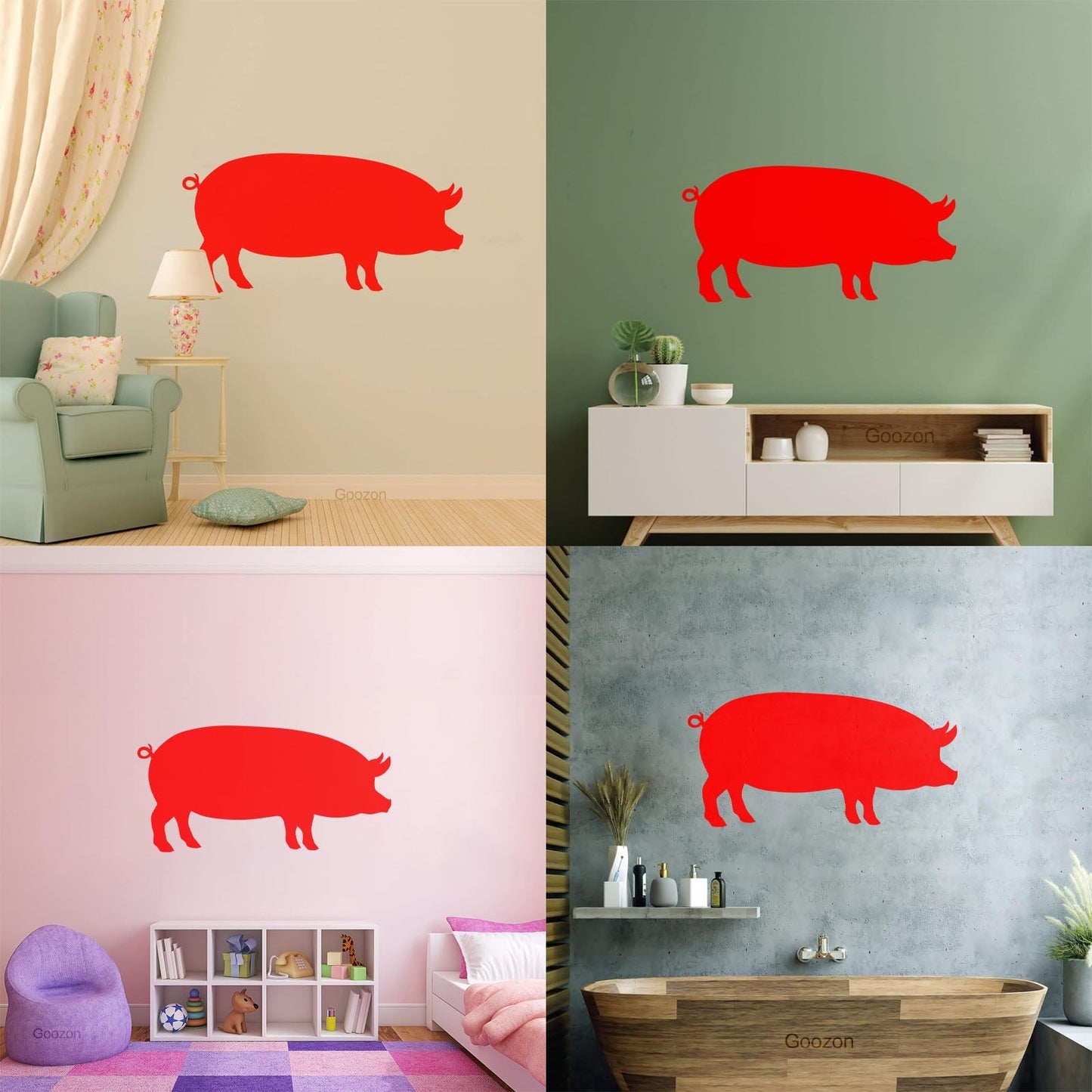 Lettering Stickers Pig Butcher Shop Piggy Animal Farm Wild Boar Multi Color Selection