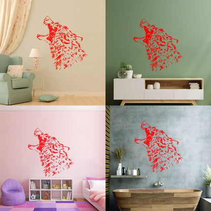Vinyl Wall Decals Predator Wolf Fangs Aggressive Animal Equipped With Transfer Film Kit