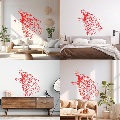 Vinyl Wall Decals Predator Wolf Fangs Aggressive Animal Equipped With Transfer Film Kit