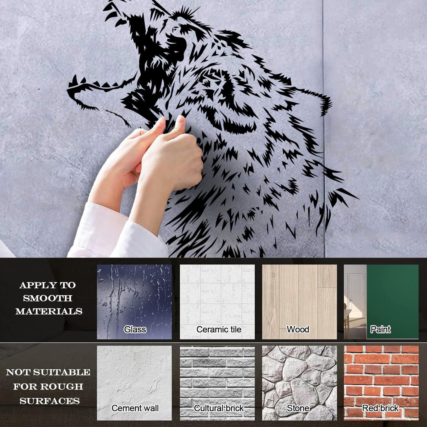 Vinyl Wall Decals Predator Wolf Fangs Aggressive Animal Equipped With Transfer Film Kit