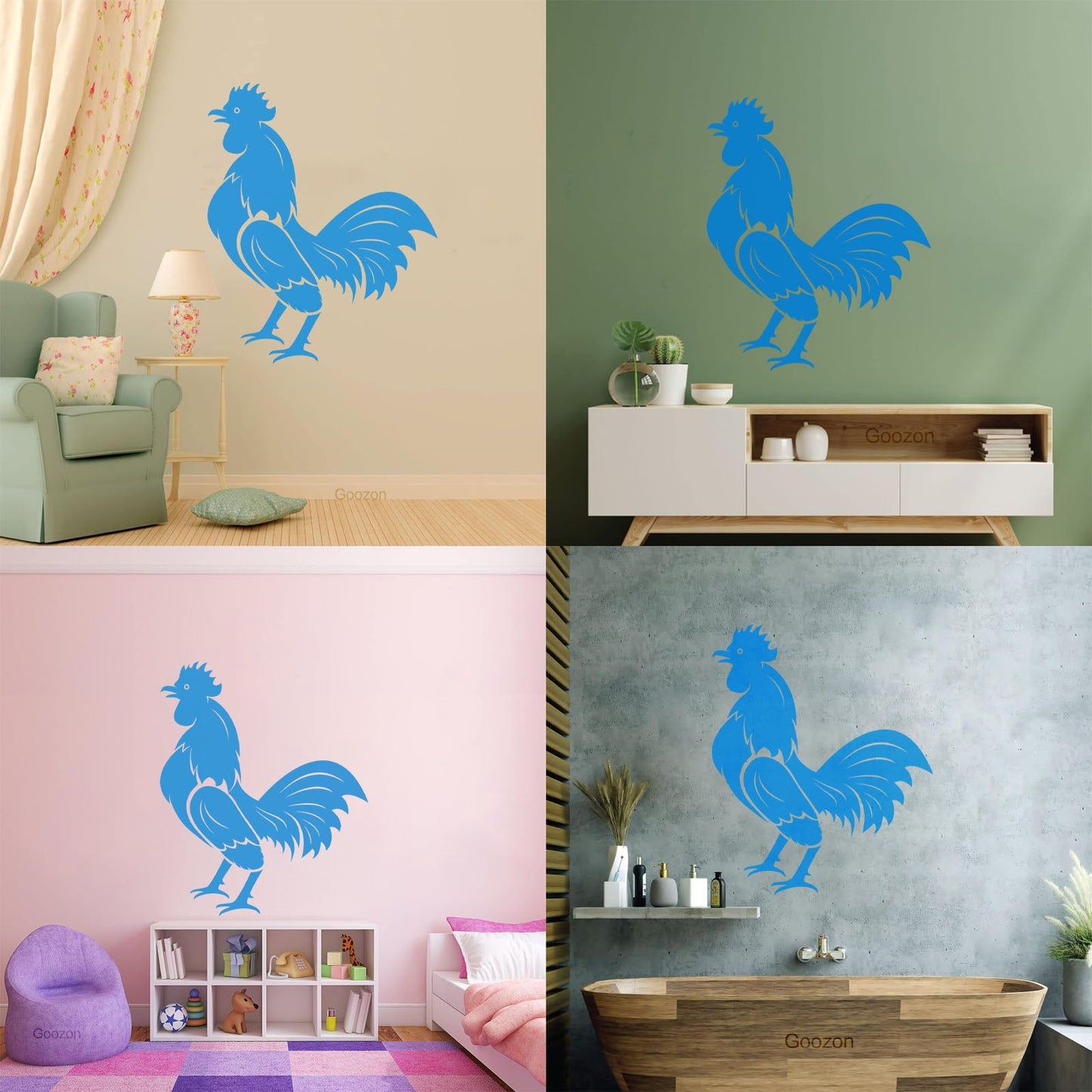 Wall Decals Pvc Rooster Bird Farm Village House Cock Animal Art Decoration