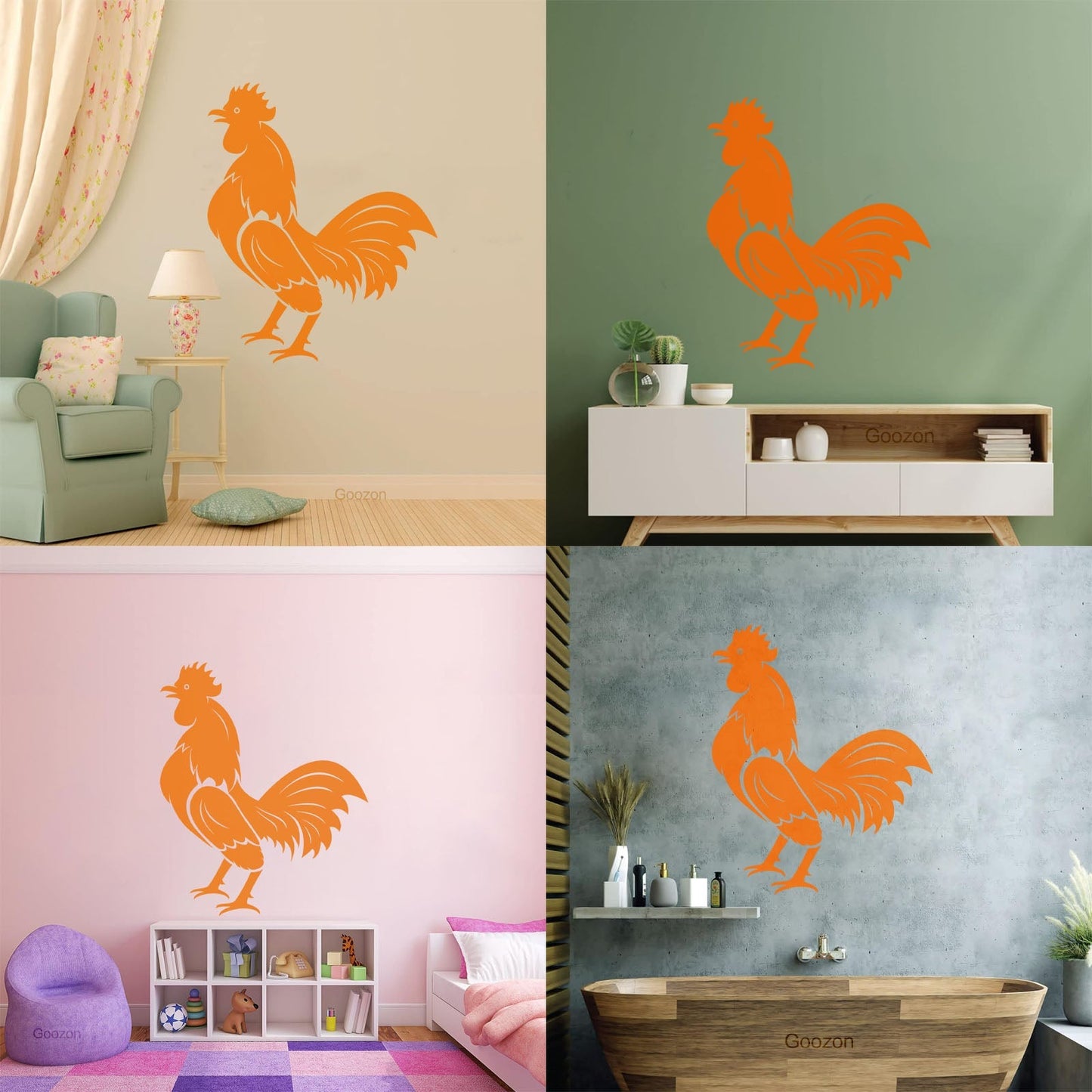 Wall Decals Pvc Rooster Bird Farm Village House Cock Animal Art Decoration