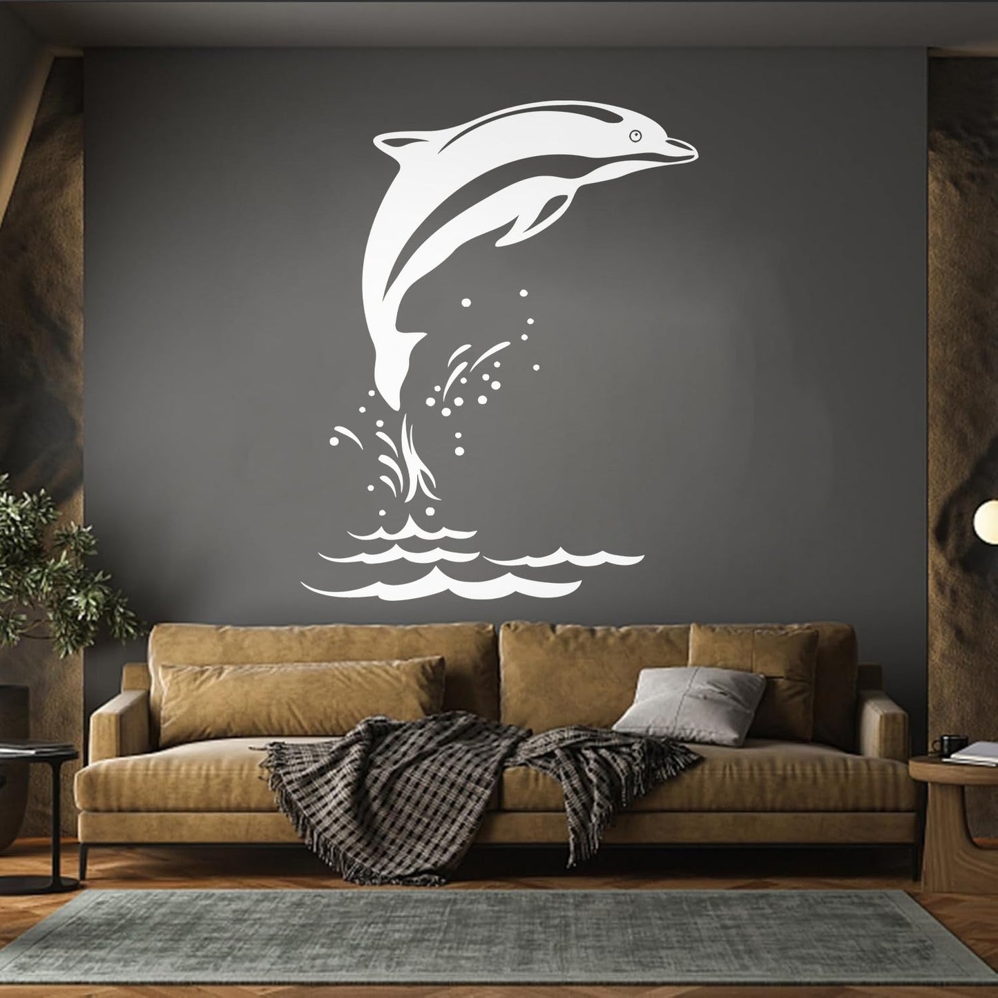 Mural And Wall Vinyl Decal Sea Animal Cartoon Dolphin Waves Removable Without Leaving Glue