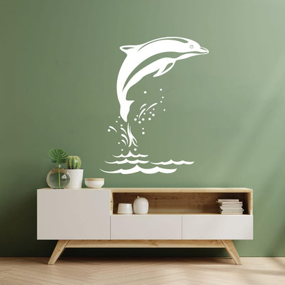 Mural And Wall Vinyl Decal Sea Animal Cartoon Dolphin Waves Removable Without Leaving Glue