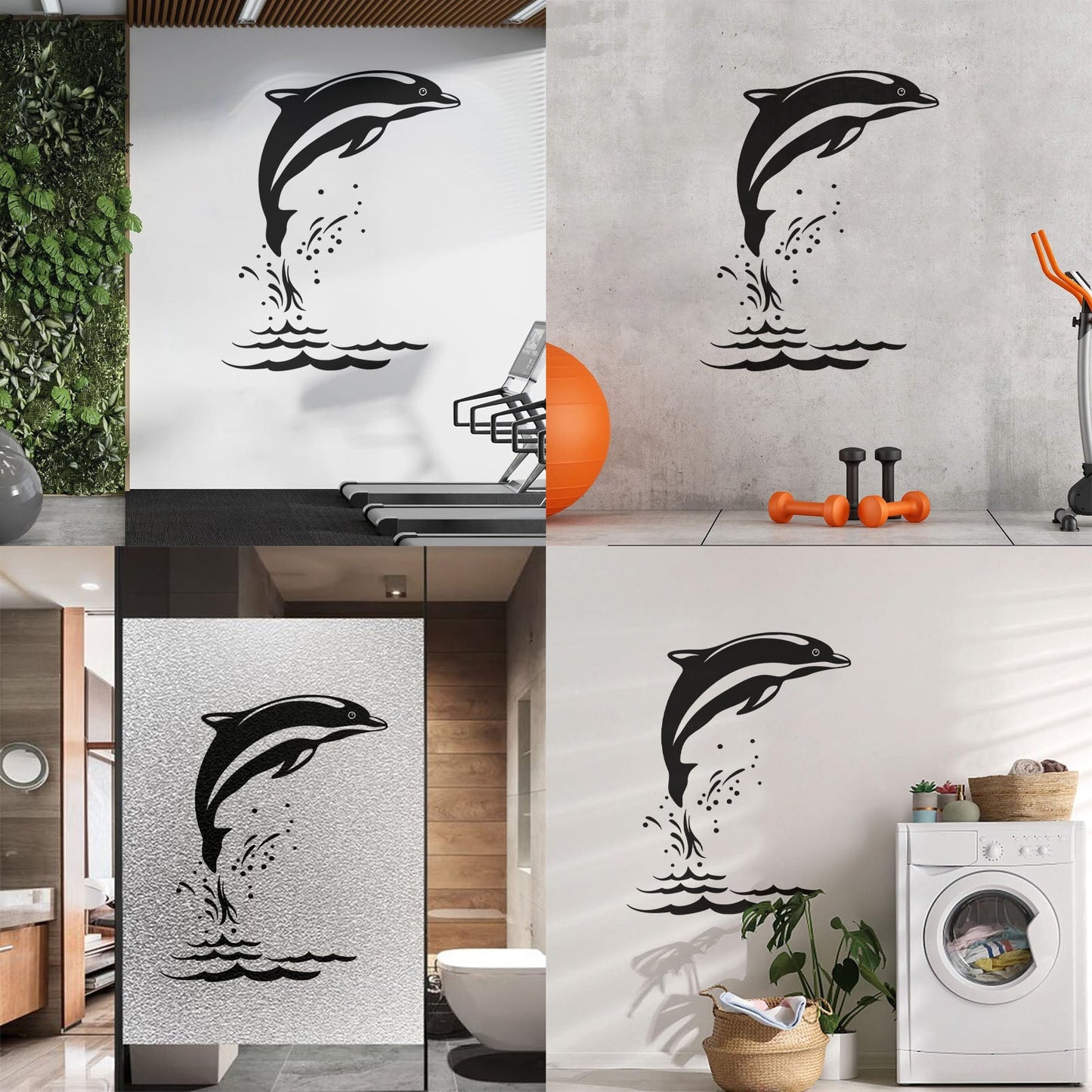 Mural And Wall Vinyl Decal Sea Animal Cartoon Dolphin Waves Removable Without Leaving Glue