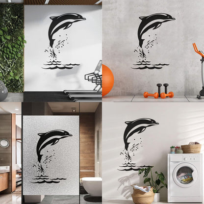 Mural And Wall Vinyl Decal Sea Animal Cartoon Dolphin Waves Removable Without Leaving Glue