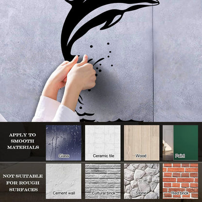Mural And Wall Vinyl Decal Sea Animal Cartoon Dolphin Waves Removable Without Leaving Glue
