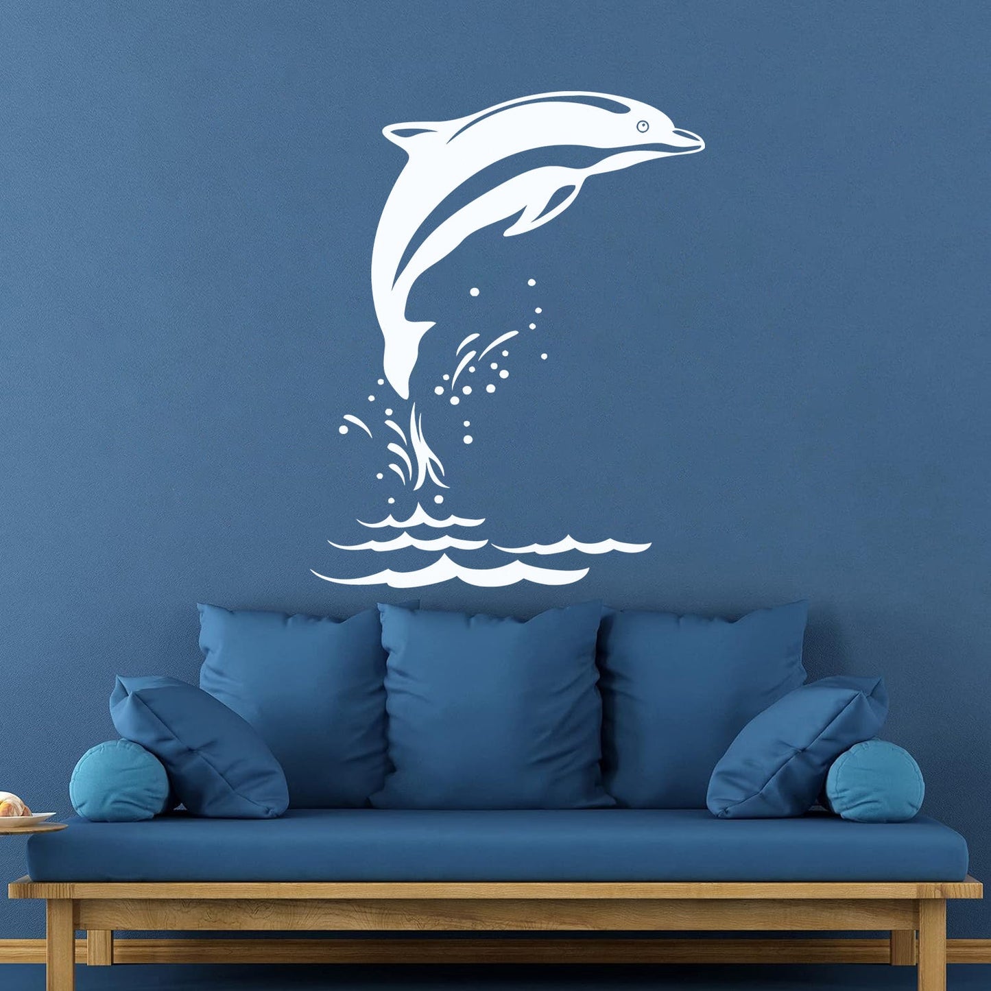Mural And Wall Vinyl Decal Sea Animal Cartoon Dolphin Waves Removable Without Leaving Glue