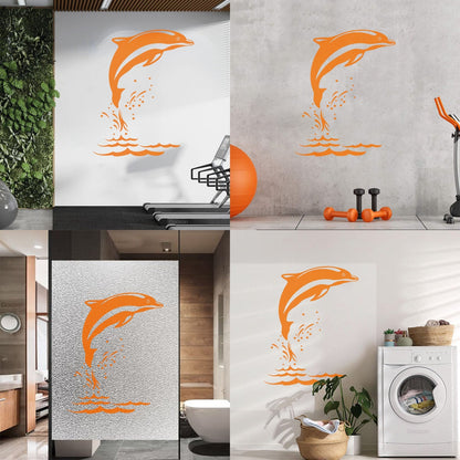 Mural And Wall Vinyl Decal Sea Animal Cartoon Dolphin Waves Removable Without Leaving Glue