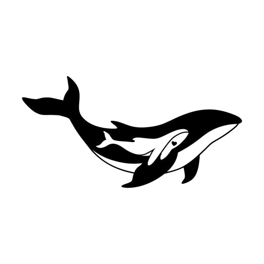 Wall Stickers Sea Animals Baby Mama Killer Whale Equipped With Transfer Film Kit