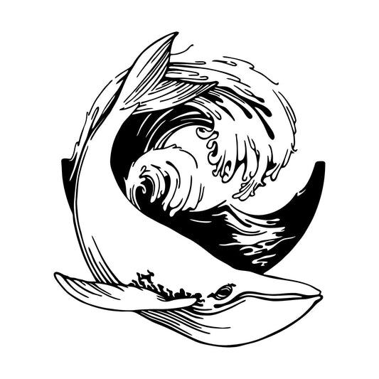 Wall Vinyl Sticker Decor Sea Ocean Whale Style Animal Wave Tattoo Culture