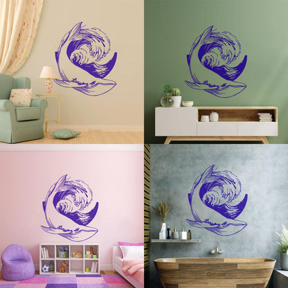 Wall Vinyl Sticker Decor Sea Ocean Whale Style Animal Wave Tattoo Culture