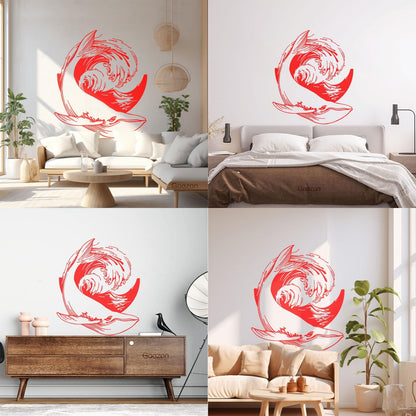 Wall Vinyl Sticker Decor Sea Ocean Whale Style Animal Wave Tattoo Culture
