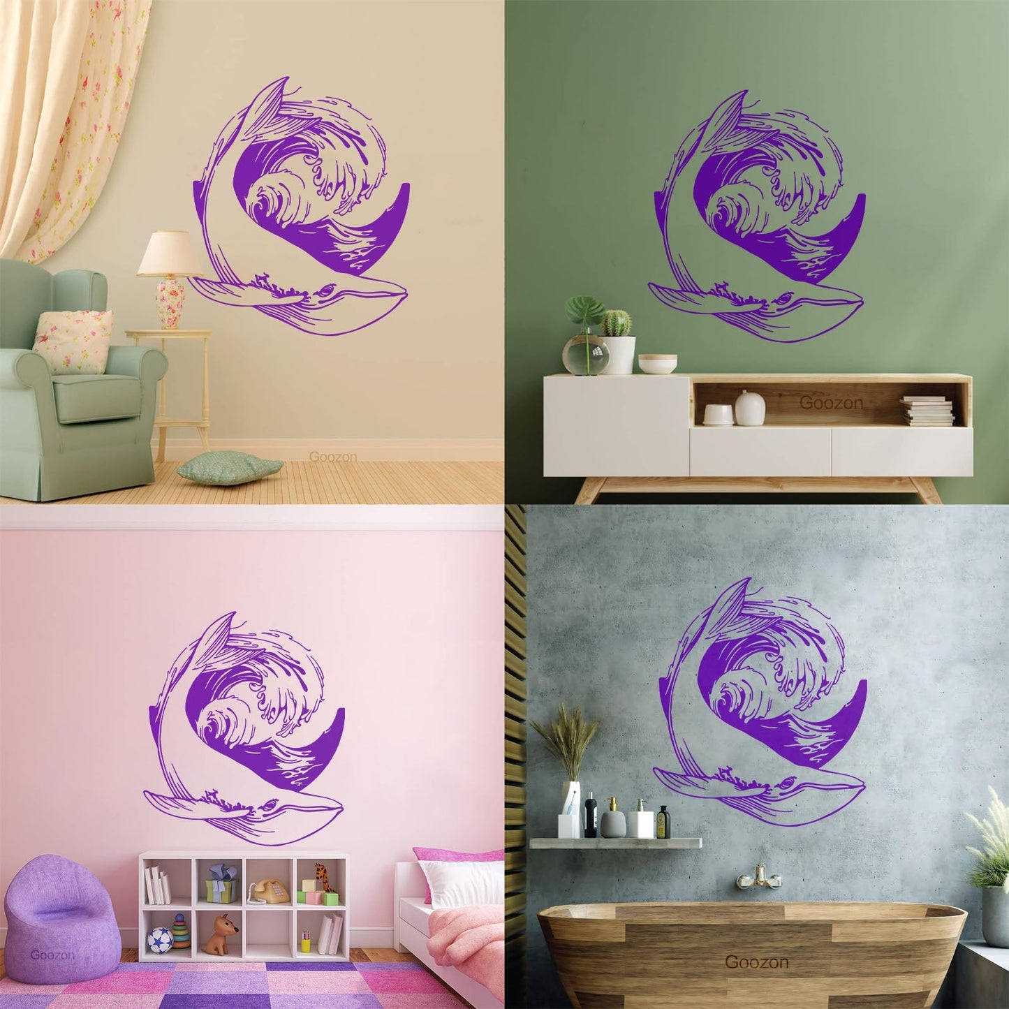 Wall Vinyl Sticker Decor Sea Ocean Whale Style Animal Wave Tattoo Culture