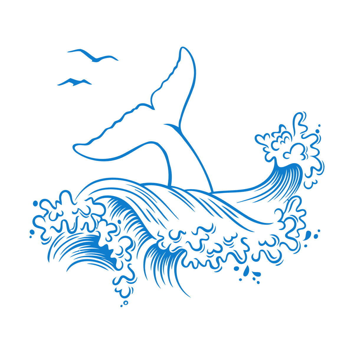 Fine Carving Stickers Sea Style Whale Tail Ocean Animal Waves Removable Without Leaving Glue