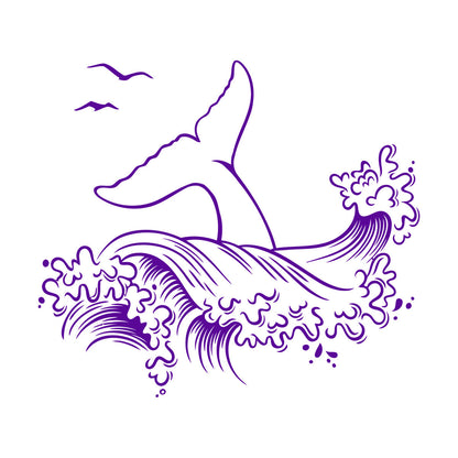Fine Carving Stickers Sea Style Whale Tail Ocean Animal Waves Removable Without Leaving Glue