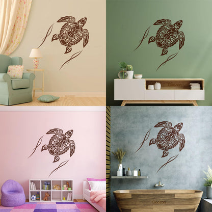 Fine Carving Decals Sea Turtle Animal Beach Style Maori Ornament Do Not Damage The Wall Surface