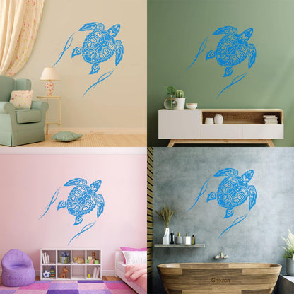 Fine Carving Decals Sea Turtle Animal Beach Style Maori Ornament Do Not Damage The Wall Surface