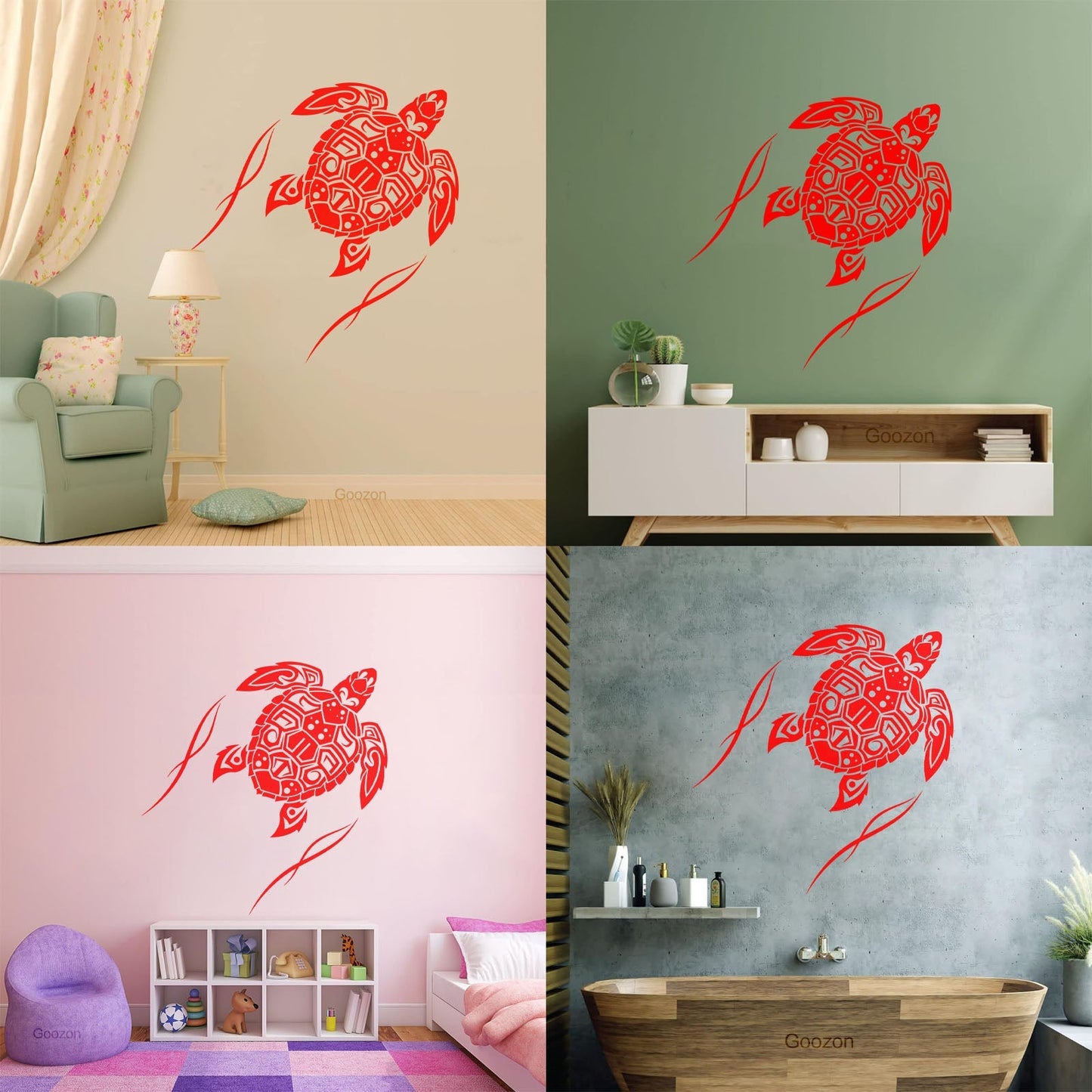 Fine Carving Decals Sea Turtle Animal Beach Style Maori Ornament Do Not Damage The Wall Surface