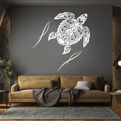 Fine Carving Decals Sea Turtle Animal Beach Style Maori Ornament Do Not Damage The Wall Surface