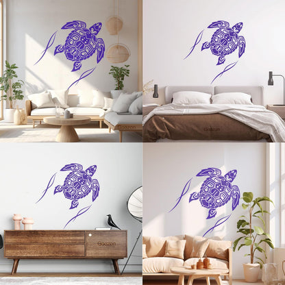Fine Carving Decals Sea Turtle Animal Beach Style Maori Ornament Do Not Damage The Wall Surface