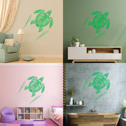 Fine Carving Decals Sea Turtle Animal Beach Style Maori Ornament Do Not Damage The Wall Surface
