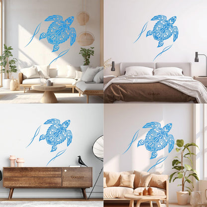 Fine Carving Decals Sea Turtle Animal Beach Style Maori Ornament Do Not Damage The Wall Surface