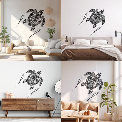 Fine Carving Decals Sea Turtle Animal Beach Style Maori Ornament Do Not Damage The Wall Surface