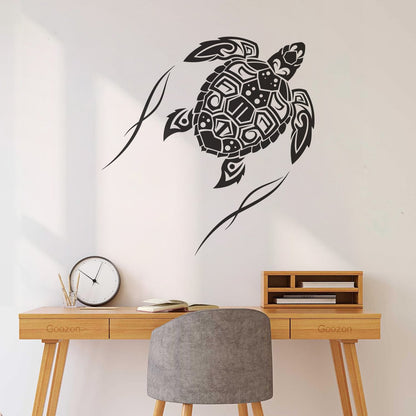 Fine Carving Decals Sea Turtle Animal Beach Style Maori Ornament Do Not Damage The Wall Surface