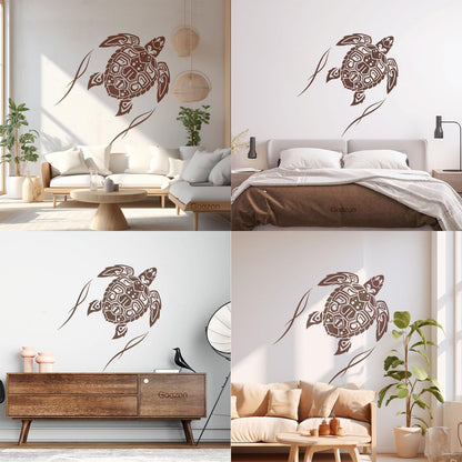 Fine Carving Decals Sea Turtle Animal Beach Style Maori Ornament Do Not Damage The Wall Surface