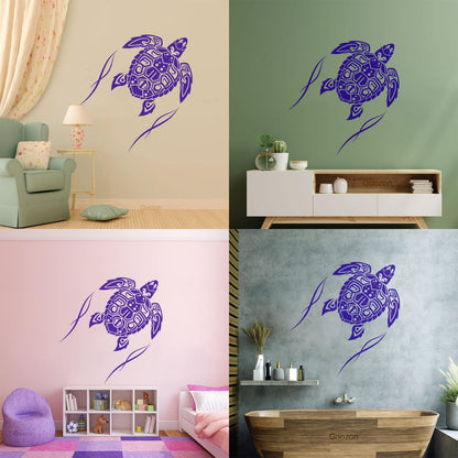 Fine Carving Decals Sea Turtle Animal Beach Style Maori Ornament Do Not Damage The Wall Surface